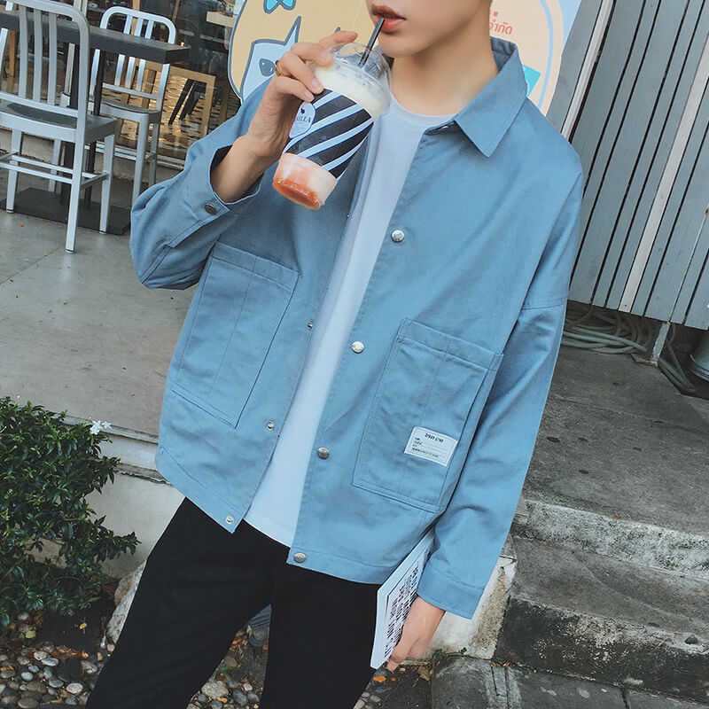 Áo khoác/Áo jacket, cổ bẻ, một hàng cúc, dễ kết hợp, kiểu dáng rộng rãi, một màu TA108