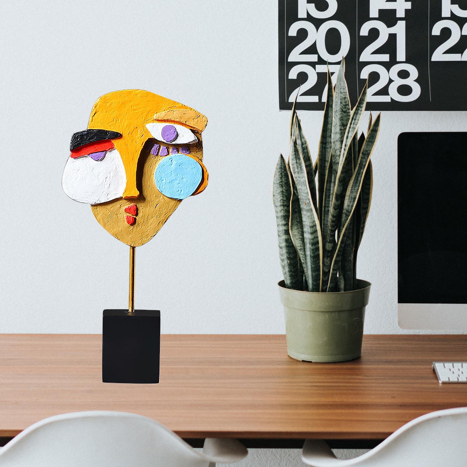 Abstract Face Sculpture Decorative Ornament Statue Tabletop Artwork A