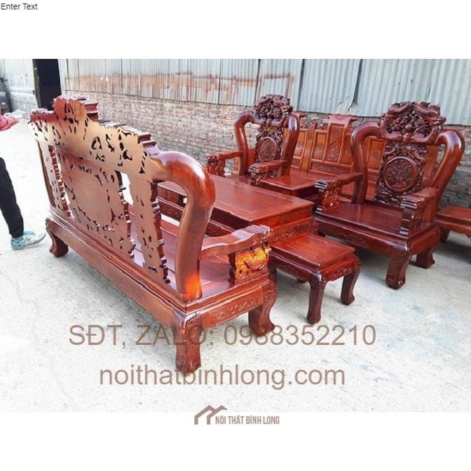 Bàn ghế gỗ phòng khách rồng trầu mặt nguyệt gỗ hương vân