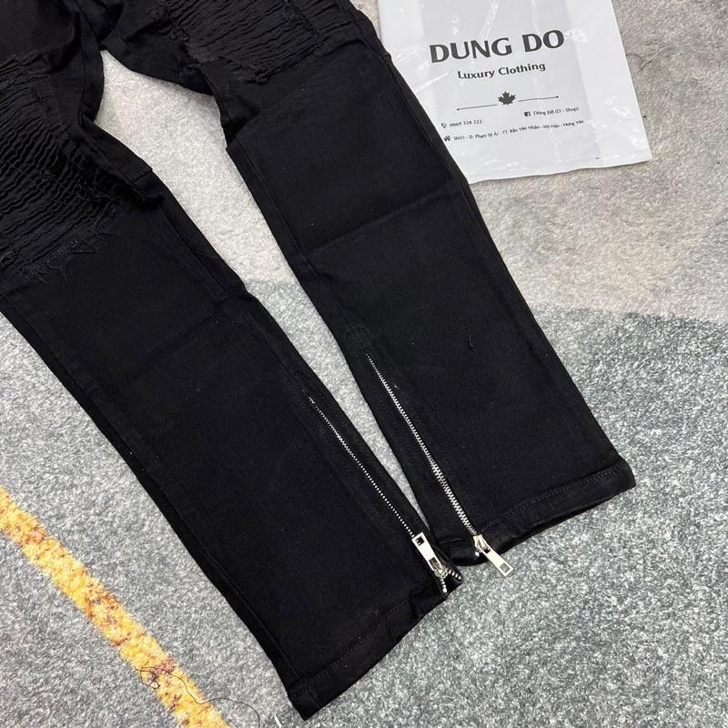 Quần Jean mài đơn giản - Quần bò vá gối khoá ống new