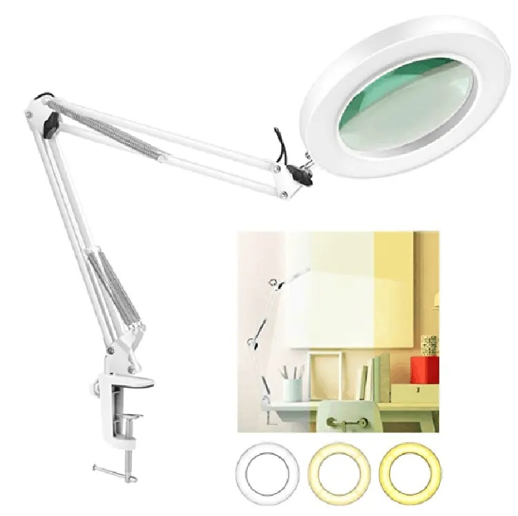 Kính lúp gắn bàn có đèn TERINO DE-5XW - Hàng chính hãng