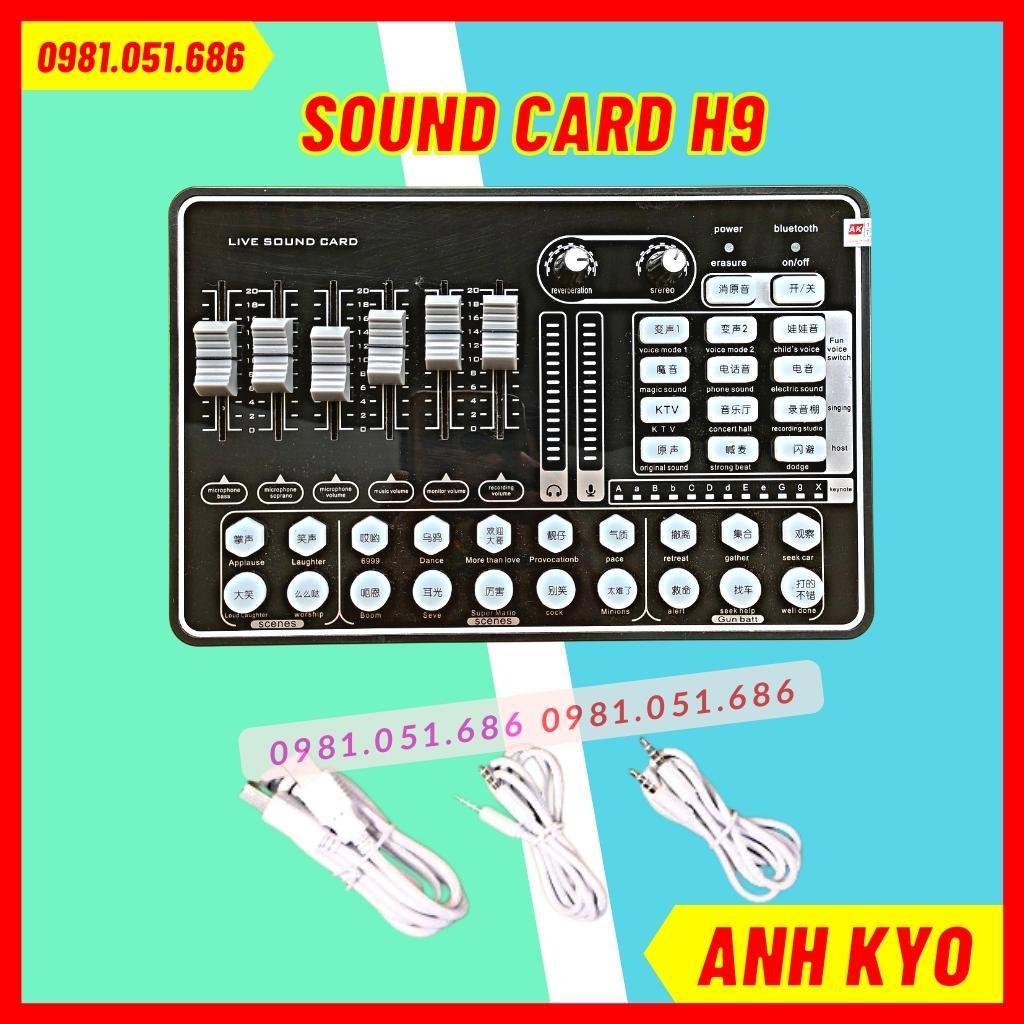 Combo thu âm livestream sound card h9 bluetooth autotune mic alc 280, mic livestream, micro hát karaoke cao cấp BH 1 năm