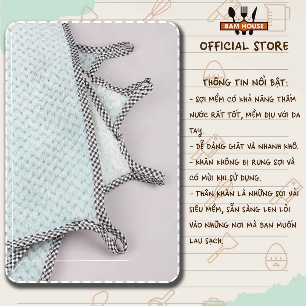 Khăn lau chén Bam House chất liệu cotton may viền 4 cạnh cao cấp KLB01