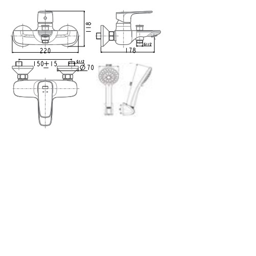 Vòi tắm sen nóng lạnh gắn tường American Standard Signature WF-1711