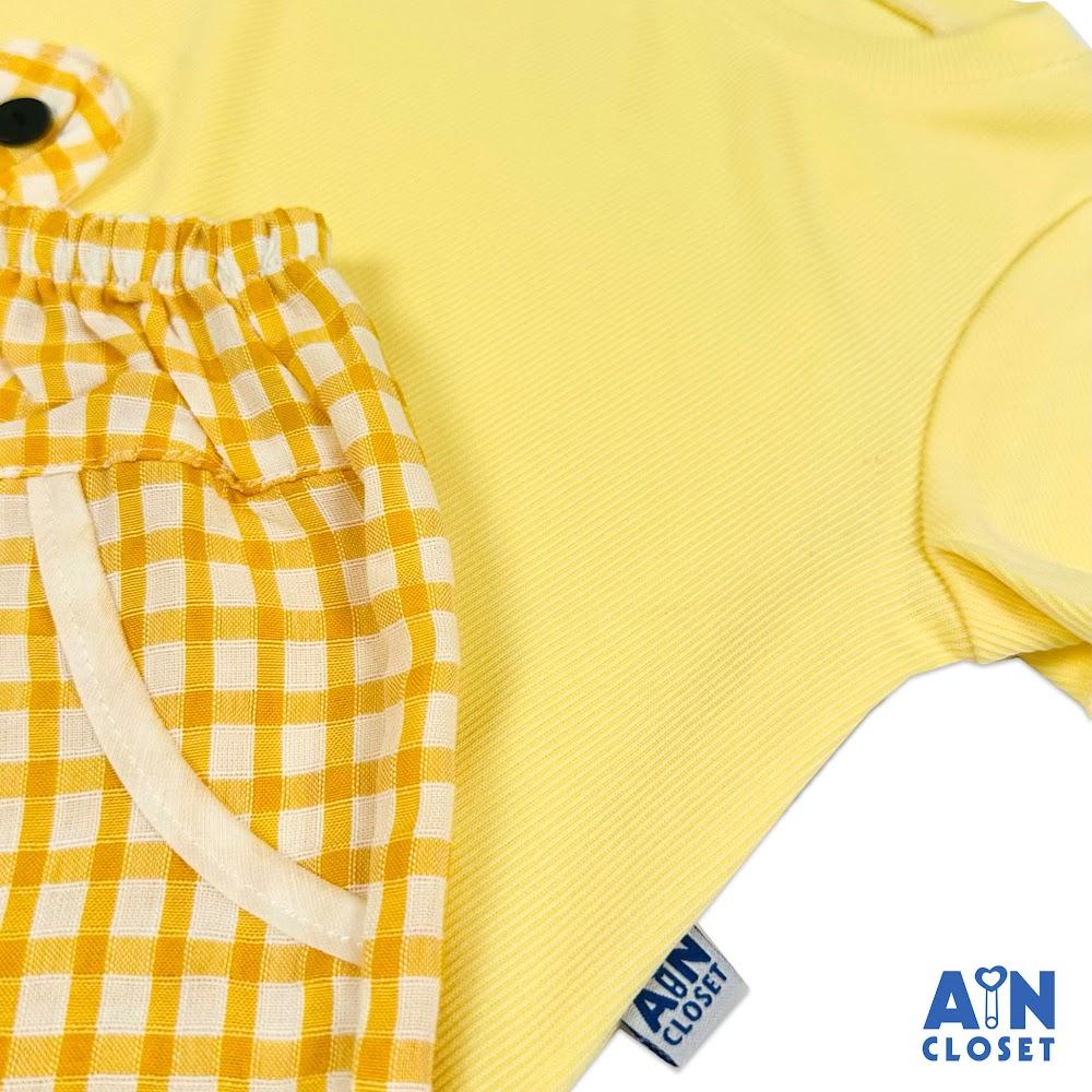 Bộ quần áo Lửng unisex cho bé họa tiết Vàng Nhạt quần Caro cotton - AICDBGDNCYP8 - AIN Closet