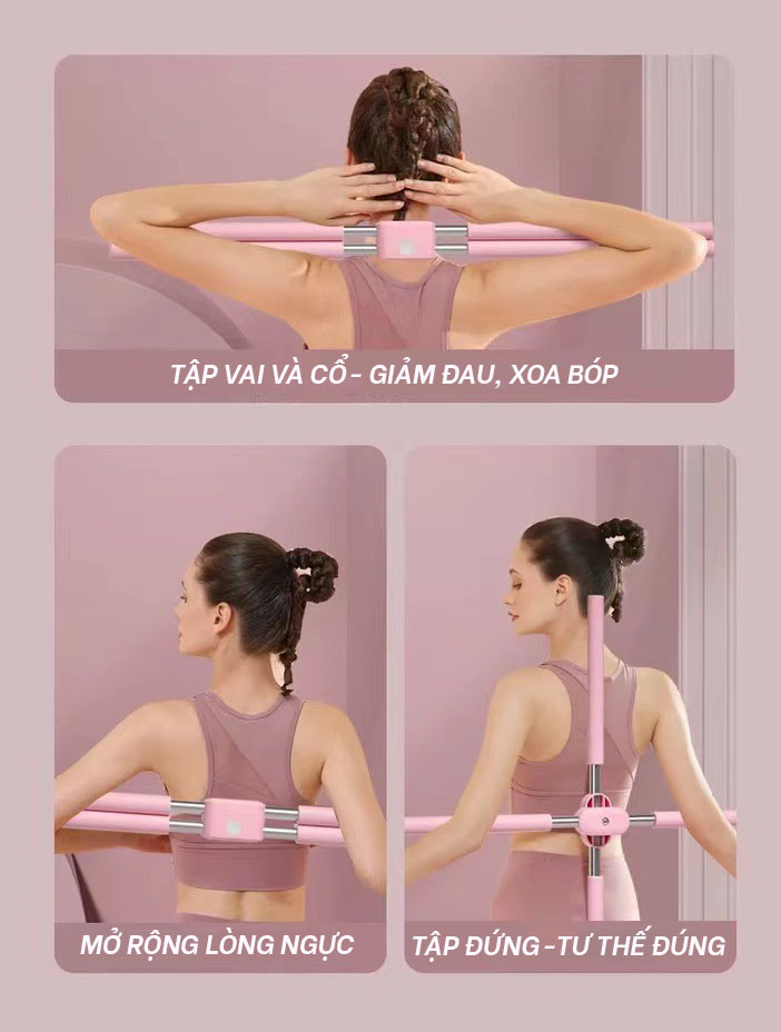 Gậy Tập Yoga Chống Gù, Mở Rộng Vai, Uốn Thẳng Lưng Chất Liệu Thép Không Gỉ, Bền Đẹp, Hiệu Quả Nhanh Chóng