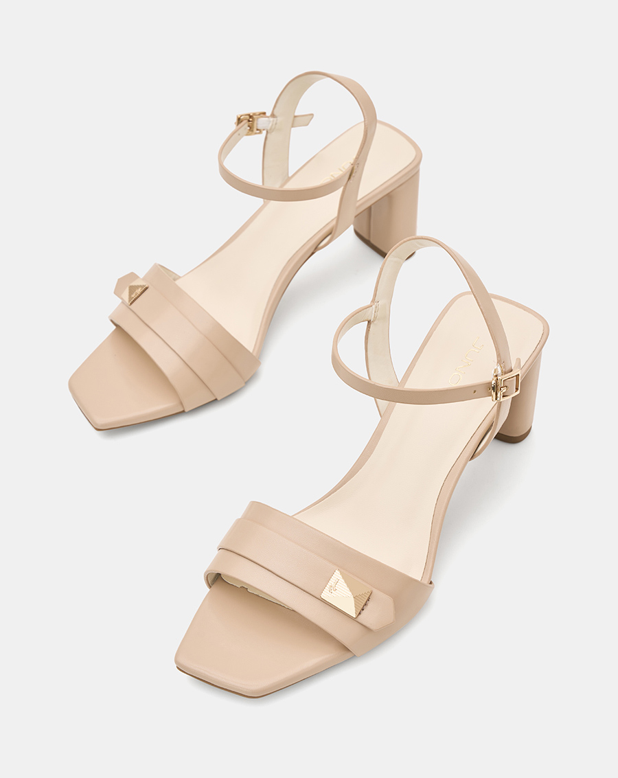 Giày Sandal Nữ 7cm Thời Trang JUNO Gót Trụ Quai Ngang Phối Khóa SD07100
