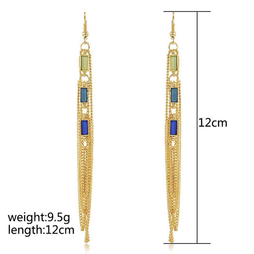 Metal Alloy Long Chain Tassel Drop Dangle Earrings for Women