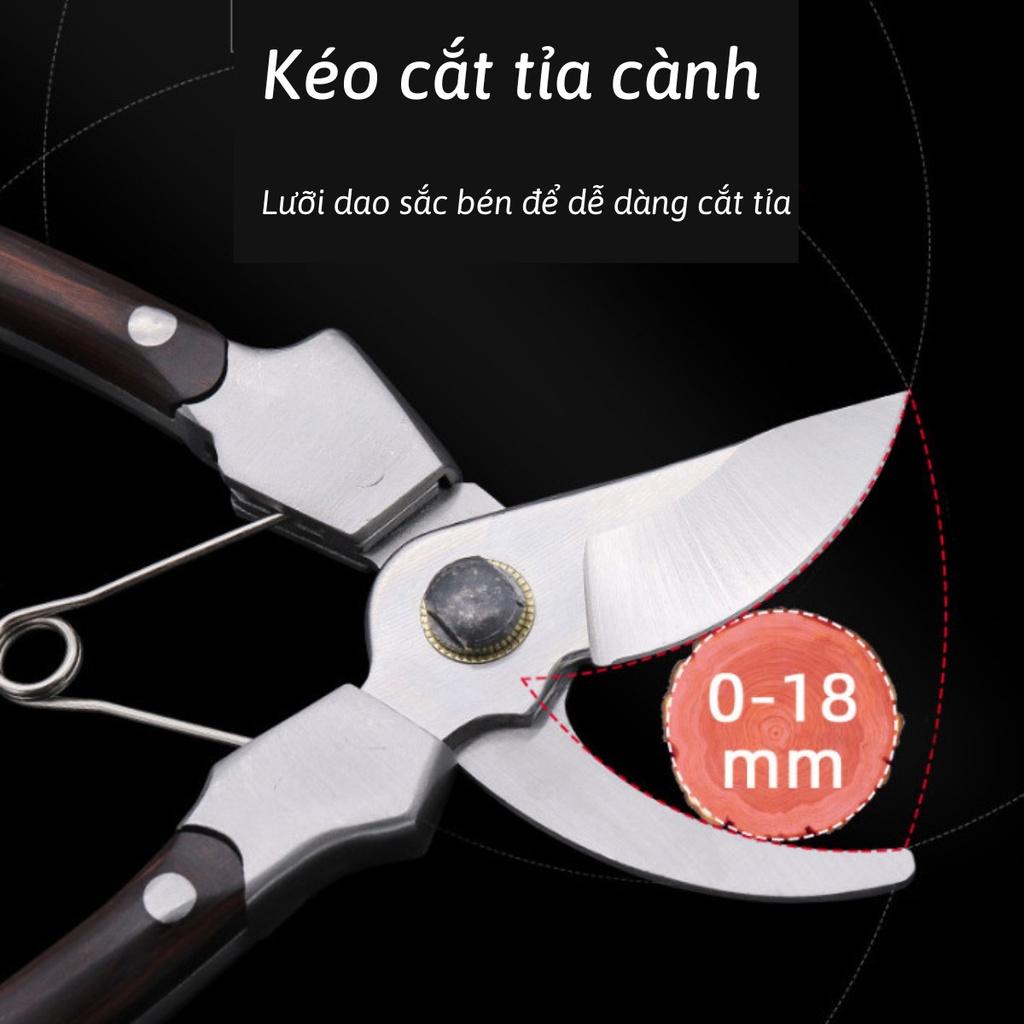 Kéo Cắt Cành Nhật Bản MING ZUAN Tay Đúc Nguyên Khối Chất Liệu Thép Cao Cấp Không Gỉ Tay Cầm Gỗ Dùng Cho Làm Vườn