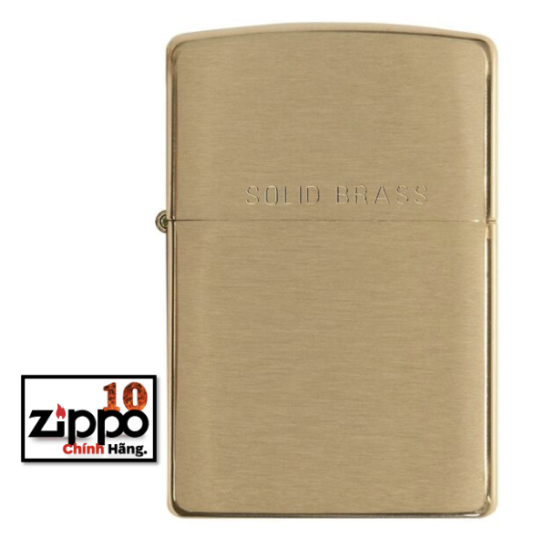 Bật Lửa Zippo Vàng Nhám chữ Classic Brushed Solid BrassChính Hãng