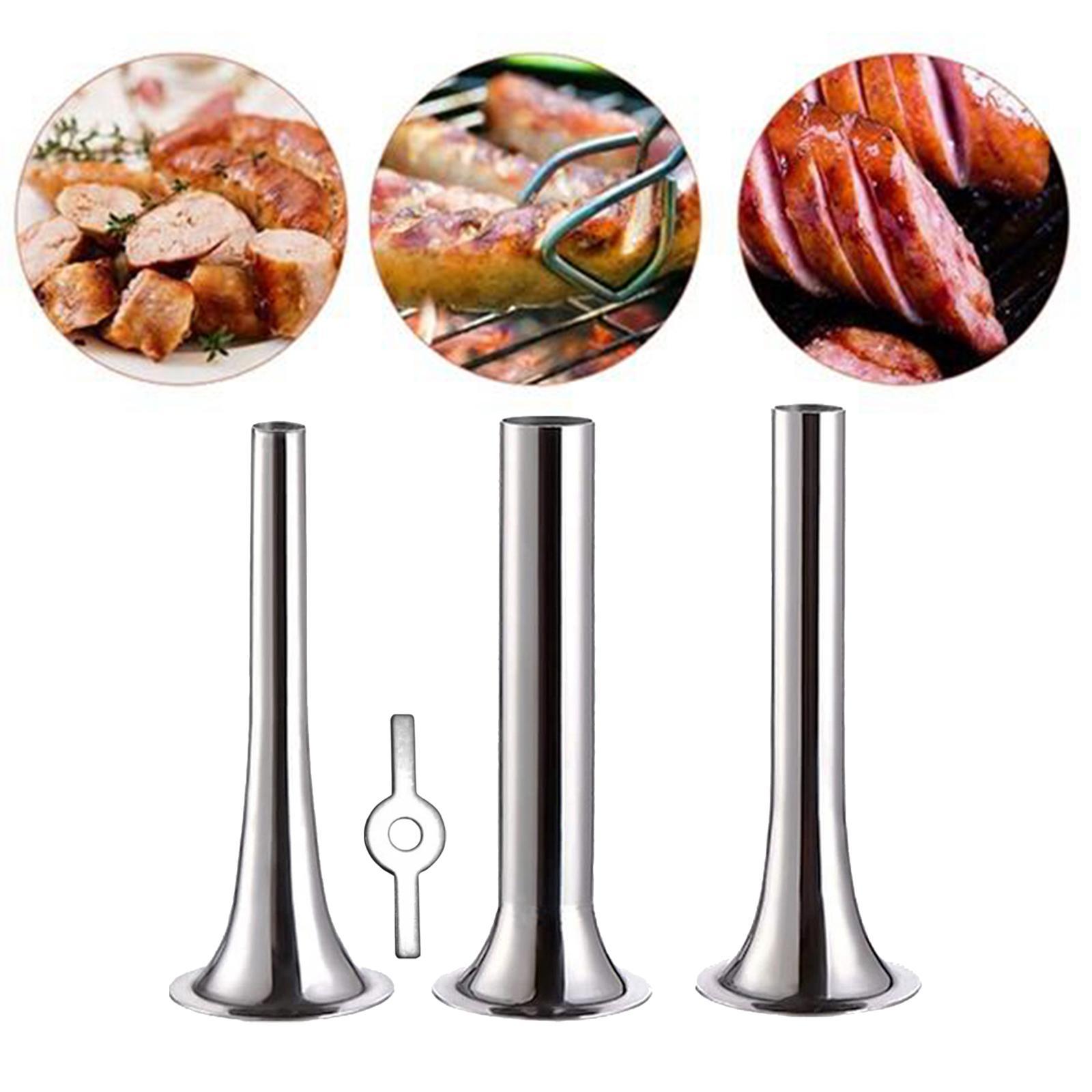 3x Funnels Attachment Sausage Stuffer Kit Sausage Maker Tube for Kitchen