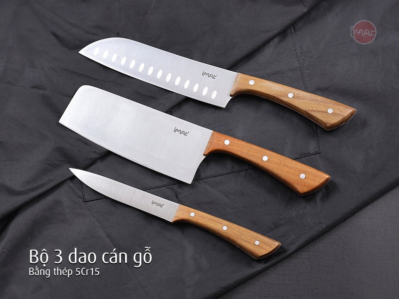 Bộ 3 dao cán gỗ iMat
