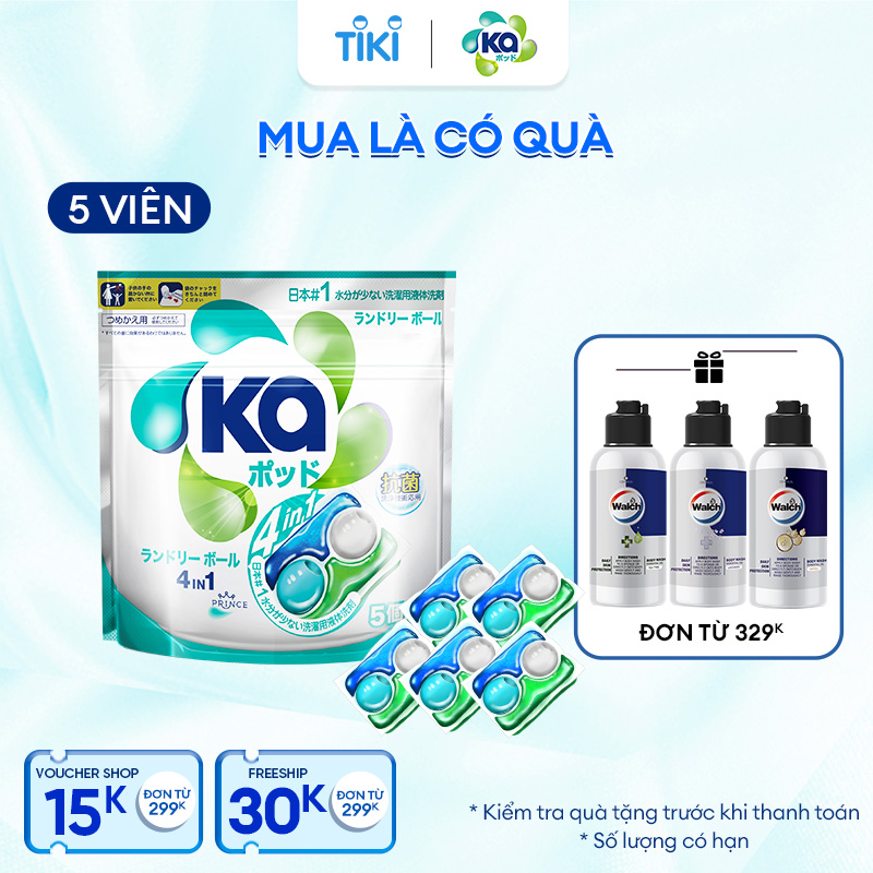 Túi Viên Giặt Xả Đa Năng 4 Trong 1 KA Universal (5 Viên/ Túi)