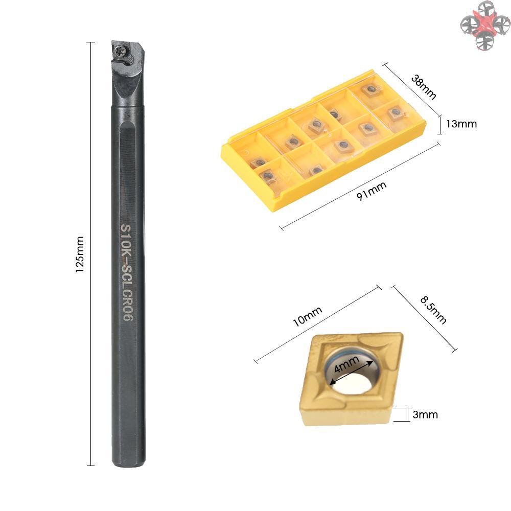 Bộ 10 Phụ Kiện Ống Nối Cacbua Ccmt060204-Hm + 6 / 7 / 8 / 10mm Sclcr06