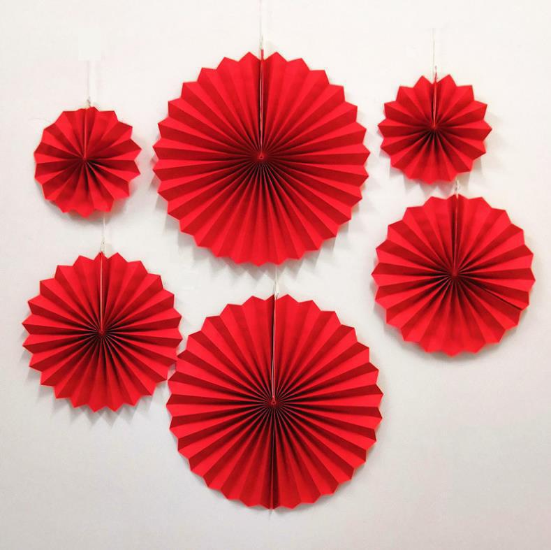 Set 6 quạt giấy cao size 20/30/40cm trang trí lễ hội sự kiện