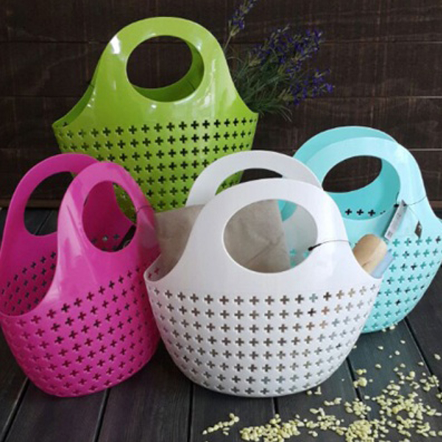 Giỏ nhựa đi chợ , trang trí decor - màu ngẫu nhiên