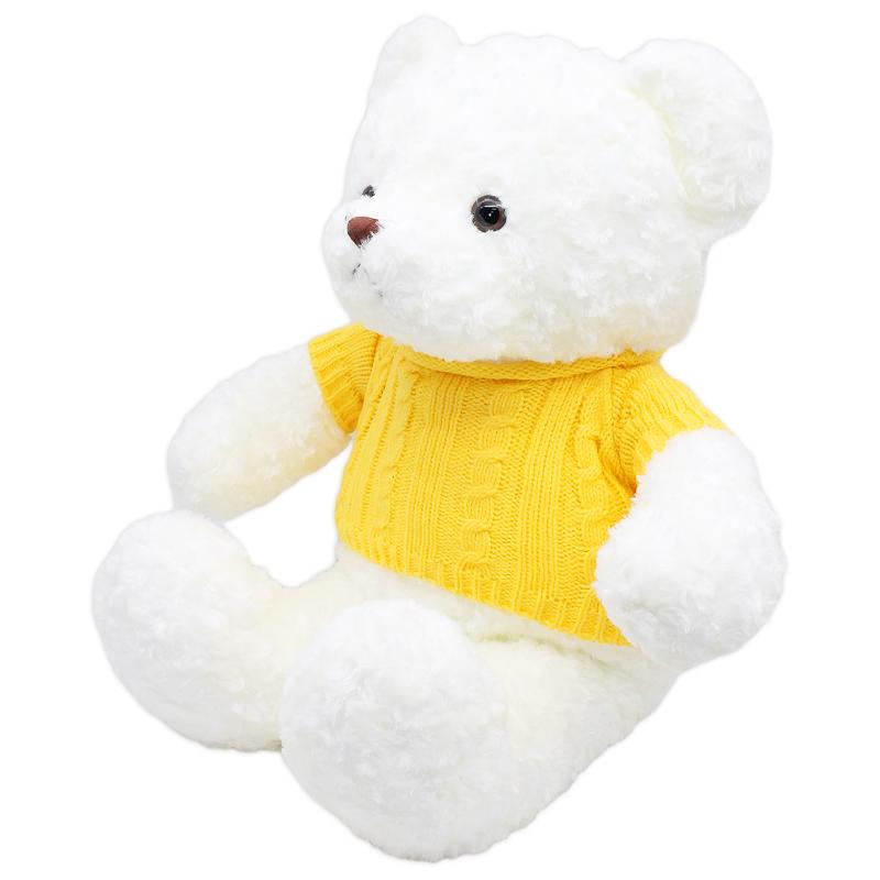 Thú Bông Gấu Teddy Trắng 40 cm - ZooZoo 40240 - Mặc Áo Len Vàng
