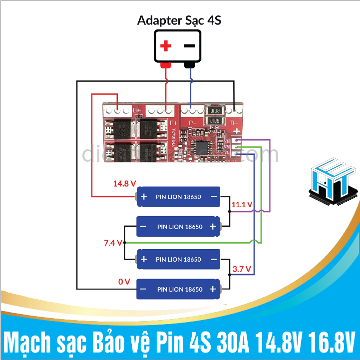 Mạch sạc Bảo vệ Pin 4S 30A 14.8V 16.8V