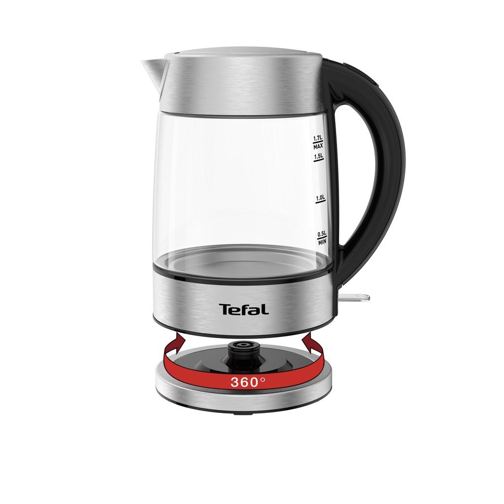 Bình đun siêu tốc thủy tinh 1.7L Tefal KI772D38 - 2400W - Hàng Chính Hãng