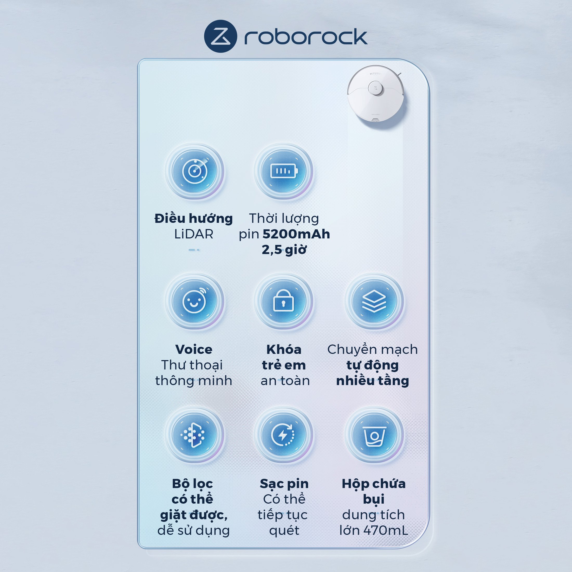 Hàng chính hãng - Robot hút bụi lau nhà Roborock G10 - Tự động giặt giẻ, lau rung bằng sóng âm 3000 lần/phút