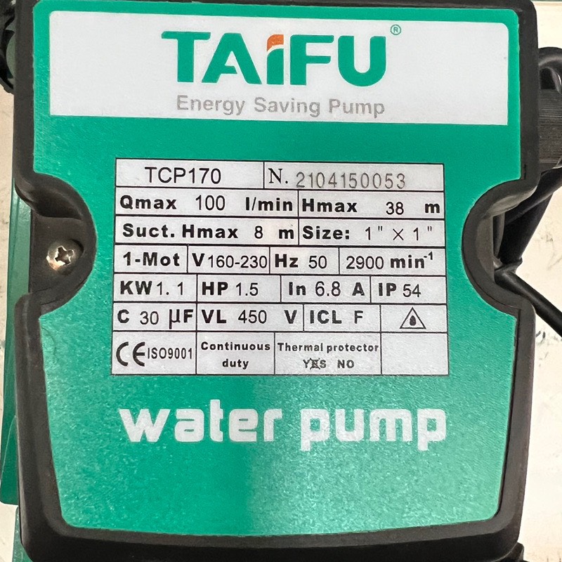 Máy bơm ly tâm, bơm đĩa 1.1Kw Cánh Đồng TAIFU TCP170 - Bảo hành 1 năm