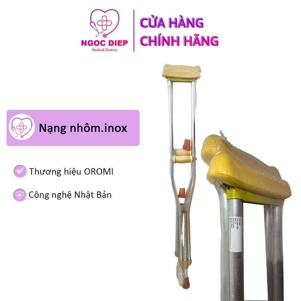 Nạng chống nách nhôm/inox có cao su mềm OROMI C11/C12 - Dụng cụ hỗ trợ người khuyết tật