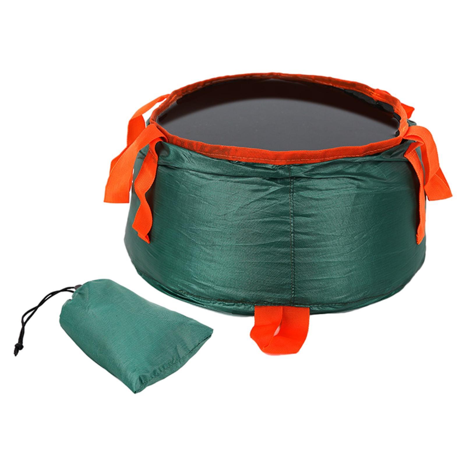 Collapsible Bucket Foldable for Camping with Bag Wash Basin Dark Green