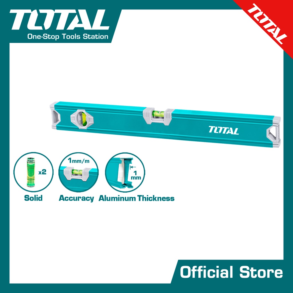 Thước thủy 40cm có 2 mức thủy  TOTAL TMT24036 - thân nhựa ABS, độ chính xác cao, nhỏ gọn tiện dụng, chống nước