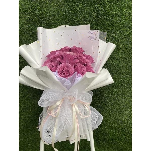 Bó hoa nhũ 12 bông cao cấp nhiều màu dùng tặng sinh nhật,valentine, 8/3