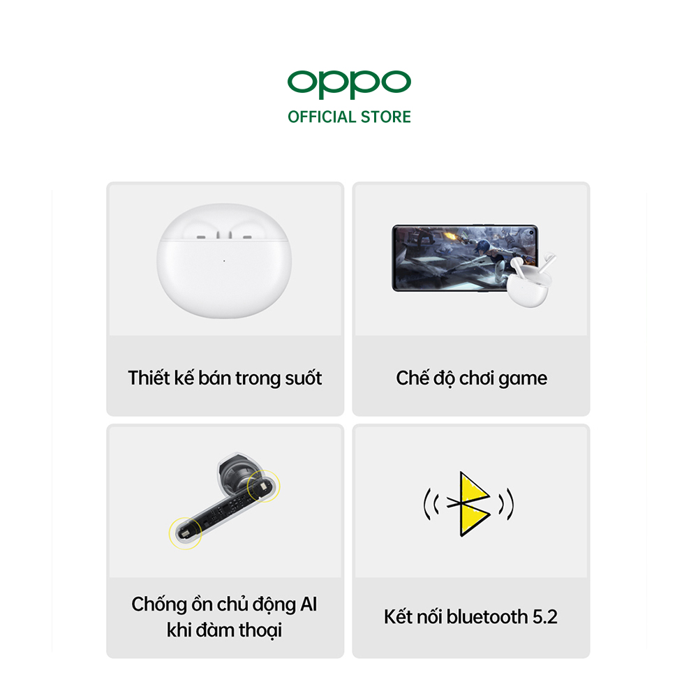 Tai Nghe Không Dây True Wireless OPPO Enco Air | Hàng Chính Hãng - Màu Trắng