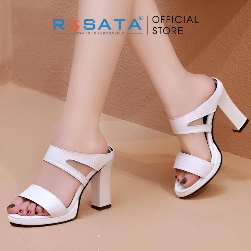 Giày cao gót nữ ROSATA RO336 xỏ ngón mũi tròn quai ngang gót trụ tròn cao 7cm xuất xứ Việt Nam