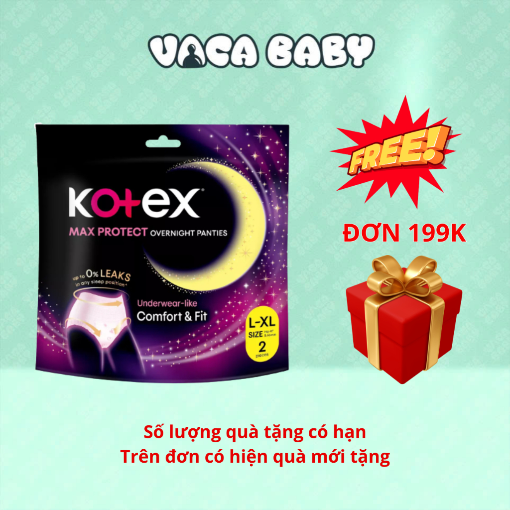 Combo 4 gói Băng Vệ Sinh Quần Kotex Max Protect có 2 size M/L và L/XL gói 2 miếng