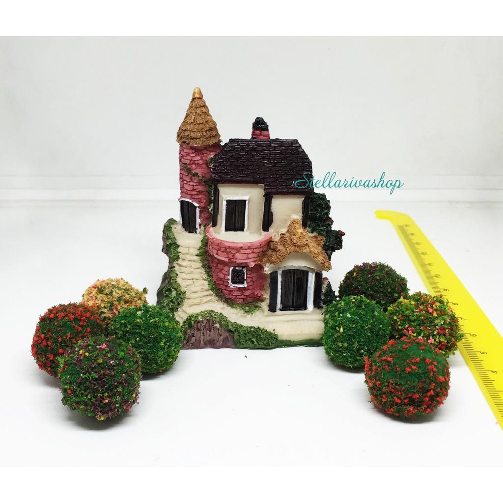 Mô hình khóm cây tròn làm tiểu cảnh terrarium/ mô hình trang trí nhà búp bê, doll house DIY, trang trí cây cảnh sen đá