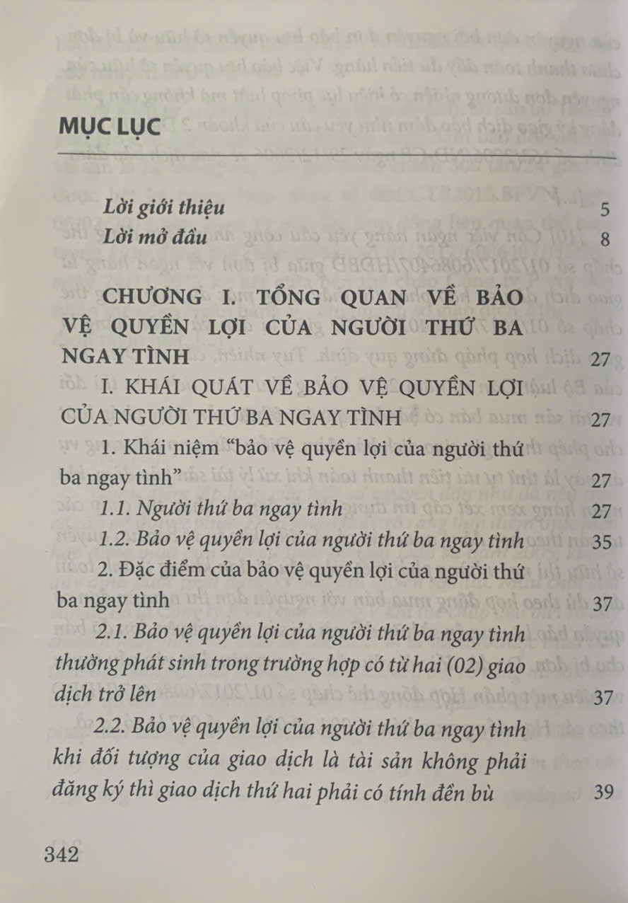 Bảo vệ quyền lợi của người thứ ba ngay tình (sách chuyên khảo)
