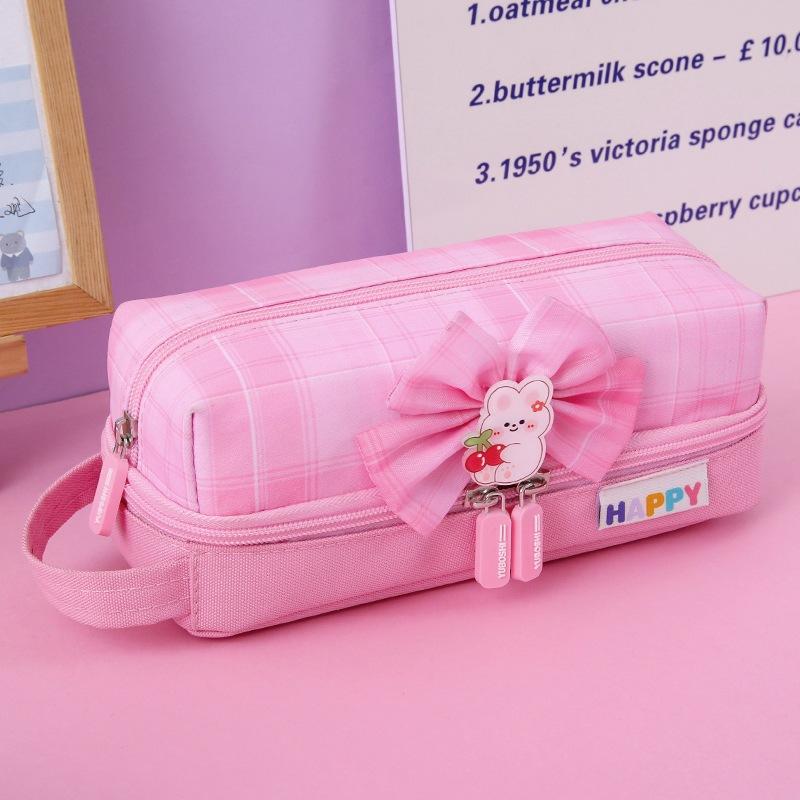 Hộp Bút Vải Cute Nhiều Ngăn Cho Bé Gái Nơ Happy  BU22