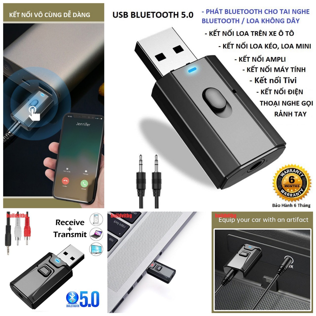 USB Bluethooth 5.0 thiết bị chuyển đổi âm thanh đạt chuẩn loại xịn hàng cao câp