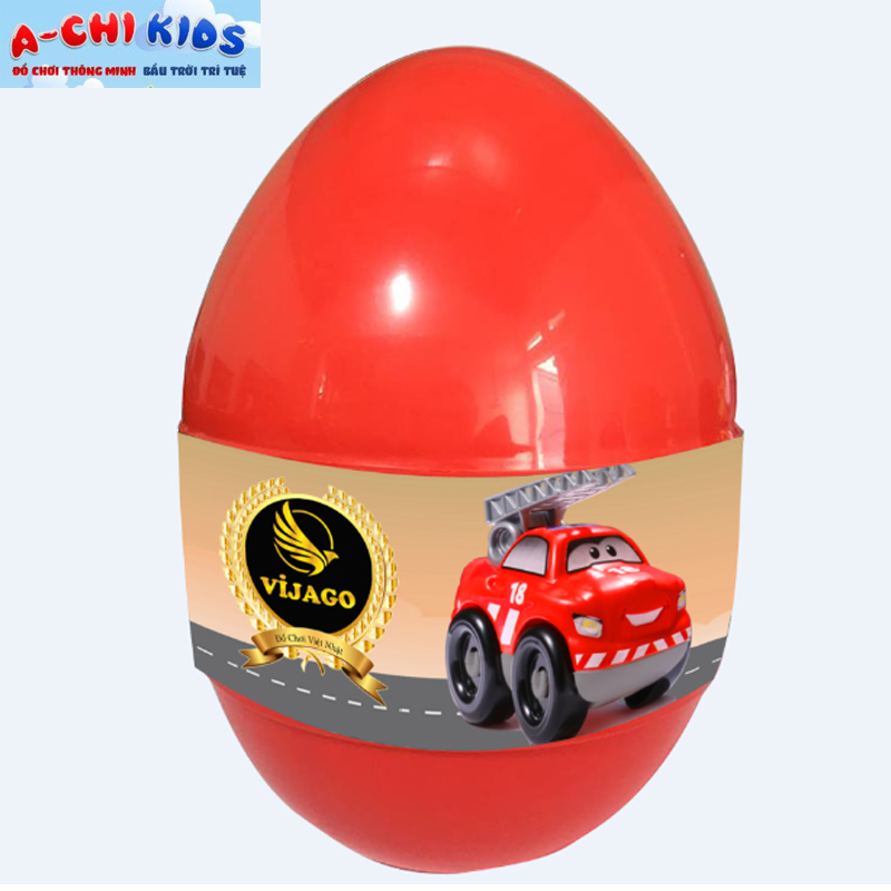 Mô Hình Lắp Ghép - Set 2 Quả Trứng Khủng Long Mô Hình Xe Đua Và Xe Cứu Hỏa Loại Lớn Hàng Việt Nam An Toàn Cho Bé