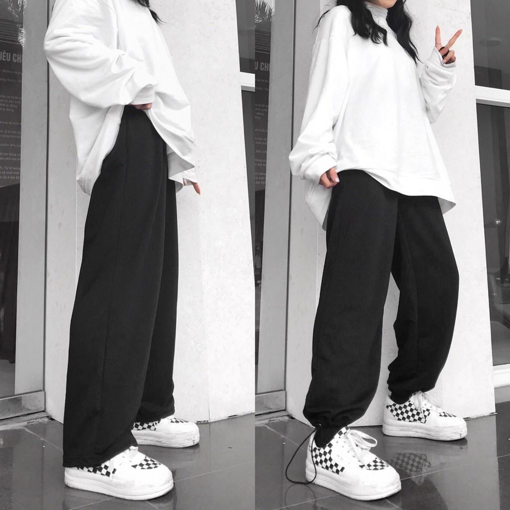 Quần Ống Rộng nam nữ Jogger DORA Dây Rút Gấu Ulzzang - Kiểu quần jogger nữ cạp cao ống rộng Unisex Q2
