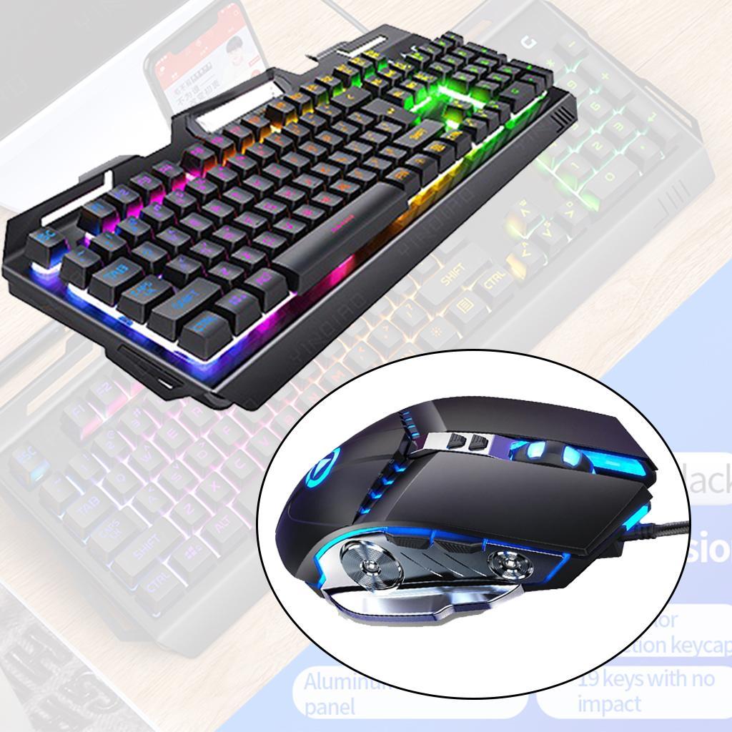 Wired Gaming Keyboard and Mouse 3200 DPI for Windows PC Gamers Set A