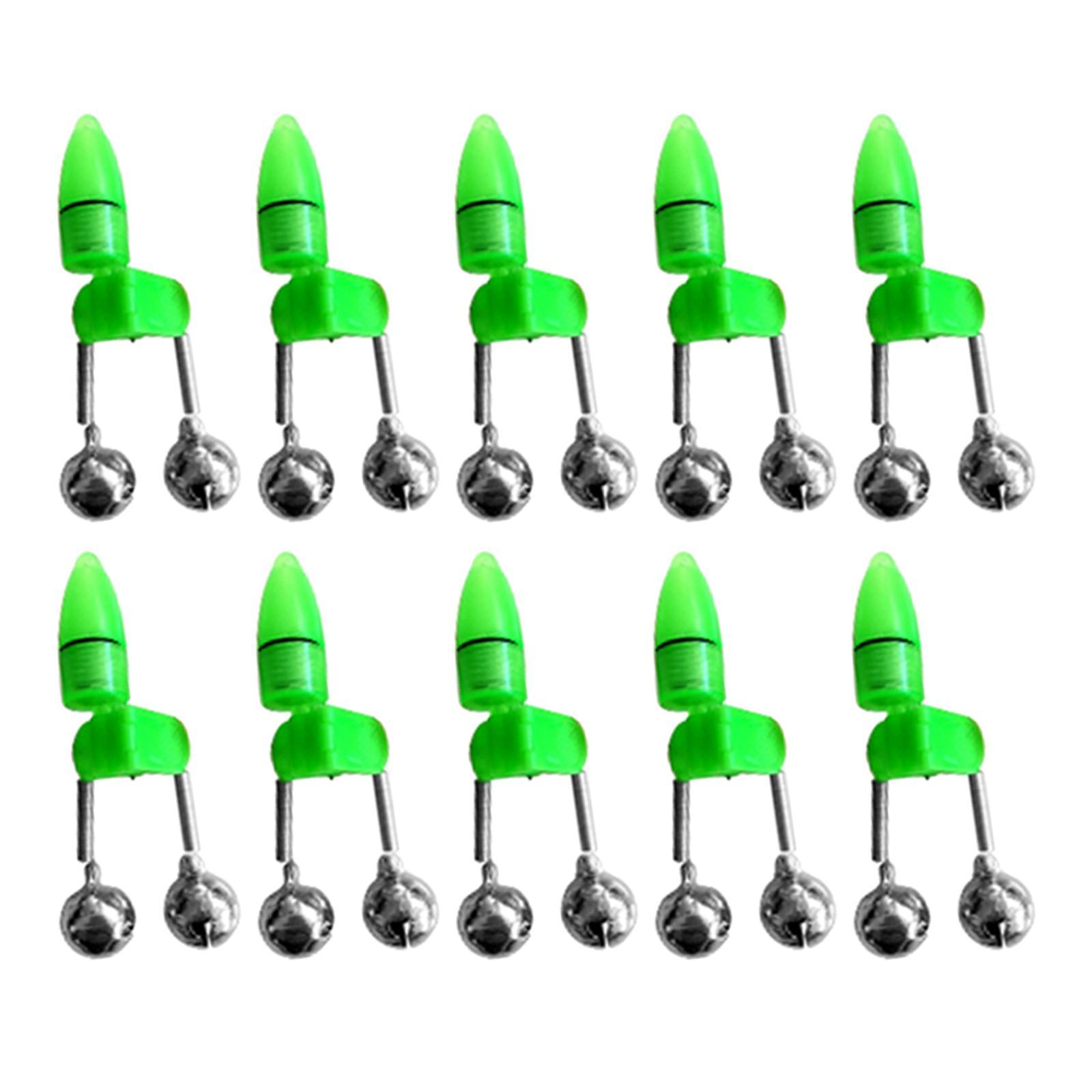 10x Dual Bells Fishing Rod Alarm Clip Tackle Fishing Bite Alarm Lights Loud Sound Bite Lure Alarm Fishing Rod Bells for Fishing Supplies