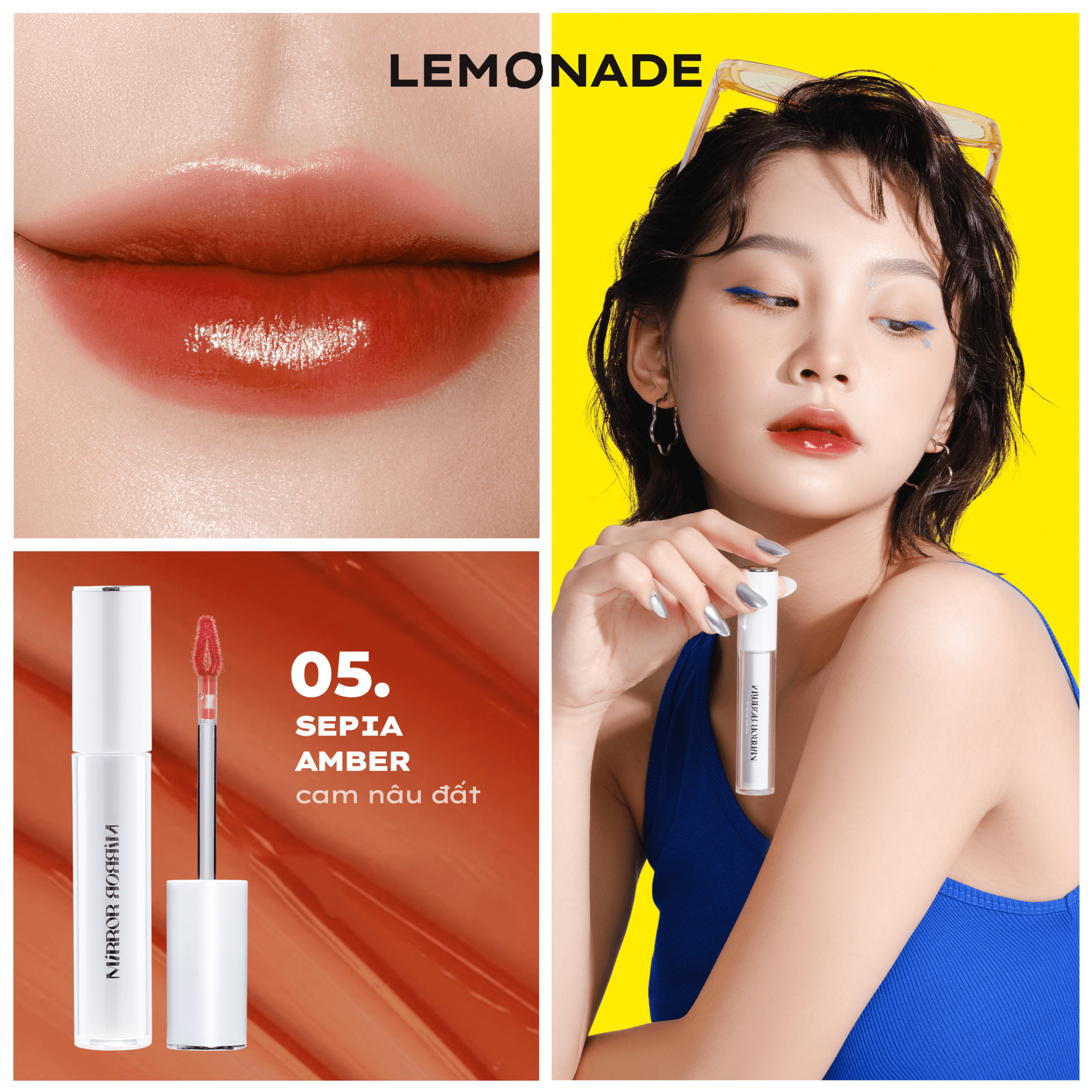 Combo 05 Son tint bóng không dính siêu lỳ Lemonade Mirror Mirror Water Tint