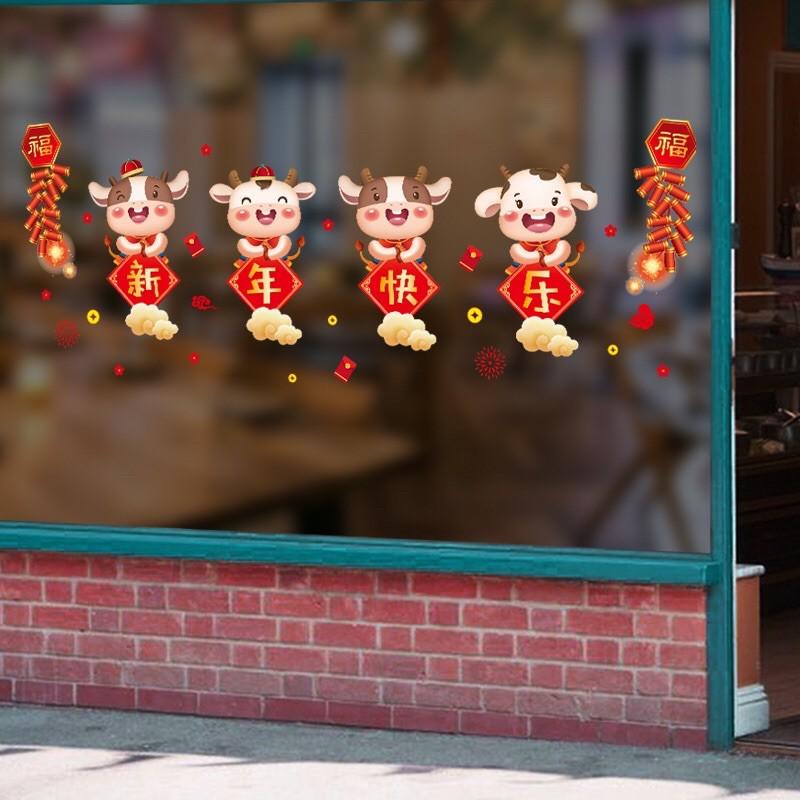Decal Tết DÁN CỬA LỚN - 3 tấm tết phối lại thành bộ