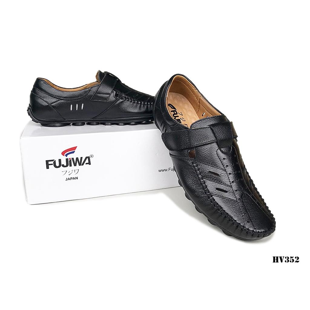 Giày Lười Giày Da Bò Nguyên Miếng Da Bò Fujiwa - HV352. Da bò cao cấp, đế cao su tạo độ bám tốt, bền bỉ theo thời gian