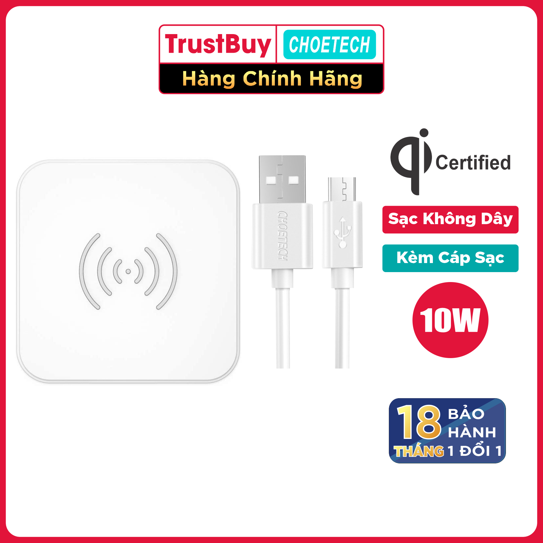 Đế Sạc Nhanh Không Dây CHOETECH T511S 10W - Hàng Chính Hãng