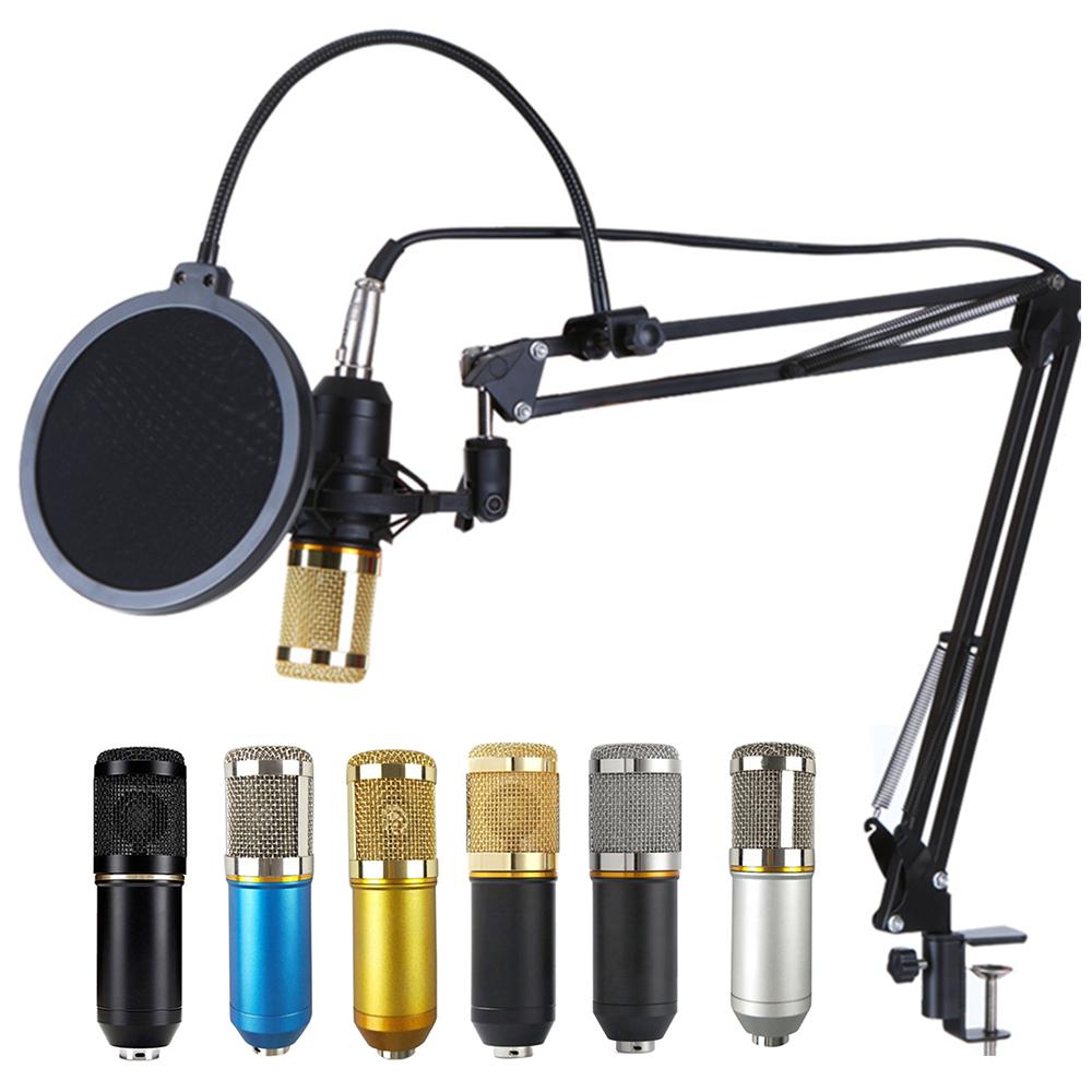 Multifunctional Live Sound Card and Suspension Microphone Kit Broadcasting Recording Condenser Microphone Set Intelligent Audio Mixer Sound Card for Computer PC Live Sound