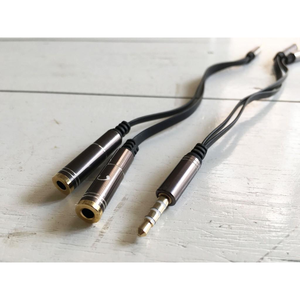 Dây Jack chuyển chân tai nghe điện thoại 4 chân ra 2 cổng audio 3.5 mm - 1mic 1audio