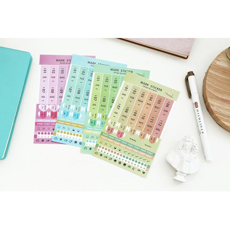 Sticker đánh dấu thứ ngày tháng - trang trí sổ tay, sổ nhật ký