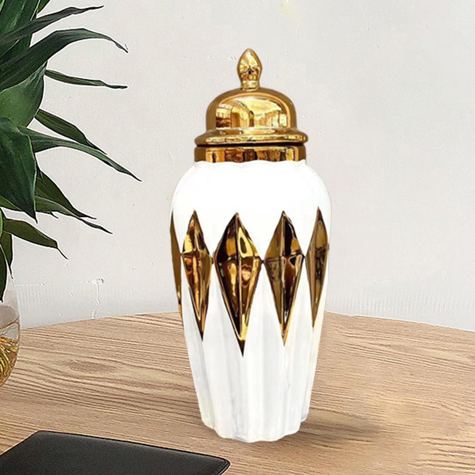 Jar Vase Ginger Jar with Lid Collectible Floral Arrangement Porcelain Desk Flower Vase Storage Jars for Valentine Kitchen Hallway Entry Cafe
