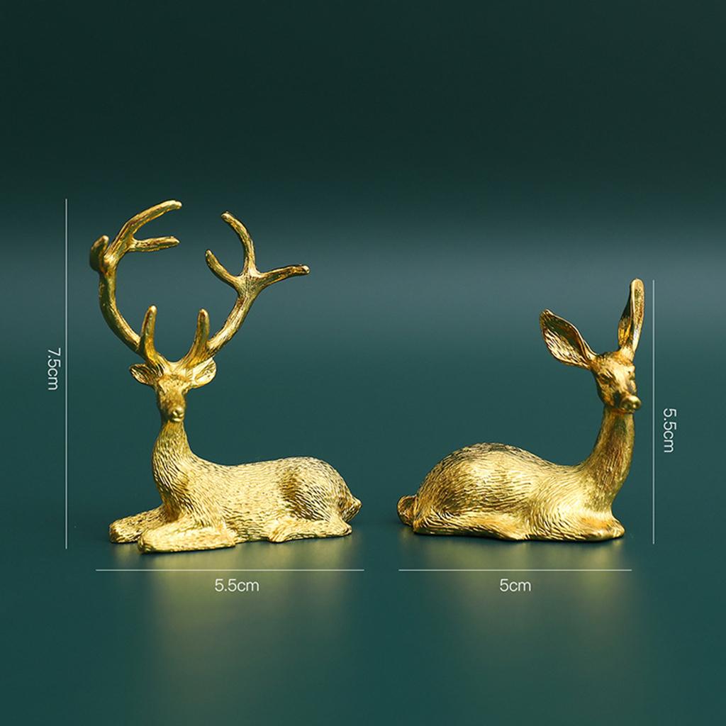 2x Deer Statue Shelf Sculpture Tabletop Bookcase Figurine Home Decor Crafts