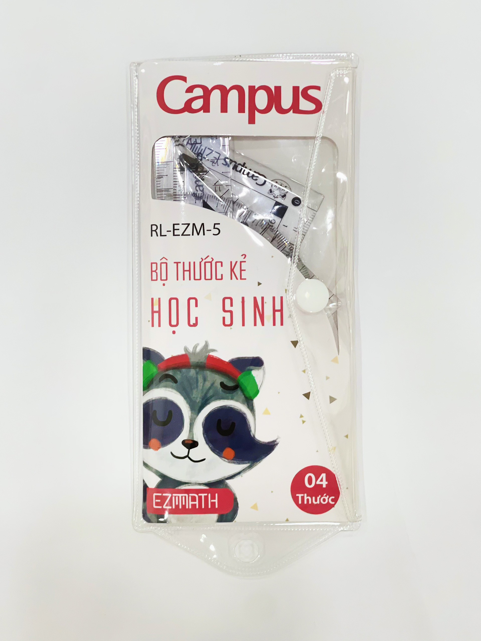 Bộ thước học sinh - Bộ thước eke 4 món - Bộ thước Campus